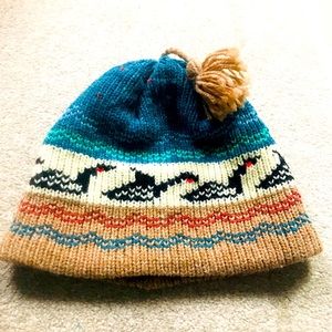 Vintage Cold Hollow Knitting Knit Hat, 100% Wool, Knit, Lined, Fowl, Vermont